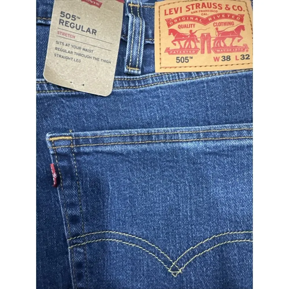 Men's Levi's 505 jeans Stretch Regular Fit Jeans blue -NWT 38/32